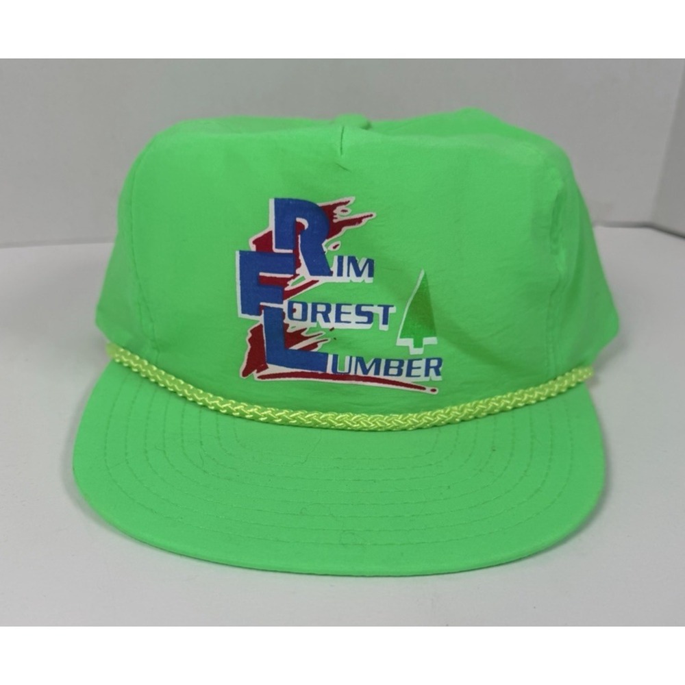 VTG Nissin Nylon Neon Green Trucker Hat Rope 90s Y2K Boating Hat